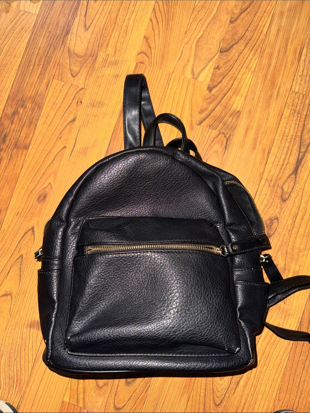 Black Leather Mini Backpack - Unbranded